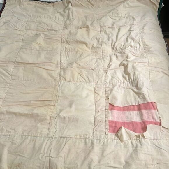 Homemade Plaid Squares Western Corduroy Squares Vintage Quilt 25 In x 54 In - Picture 3 of 14